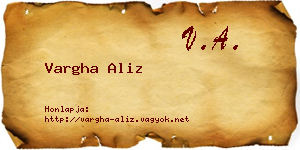 Vargha Aliz névjegykártya